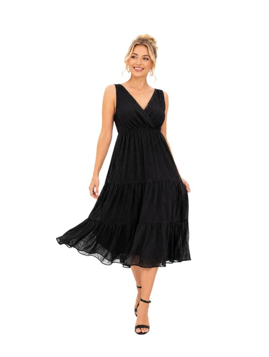 torrid Dresses & Skirts - TORRID Black Sleeveless Surplice Crinkle Gauze Flowy Midi Dress NWT